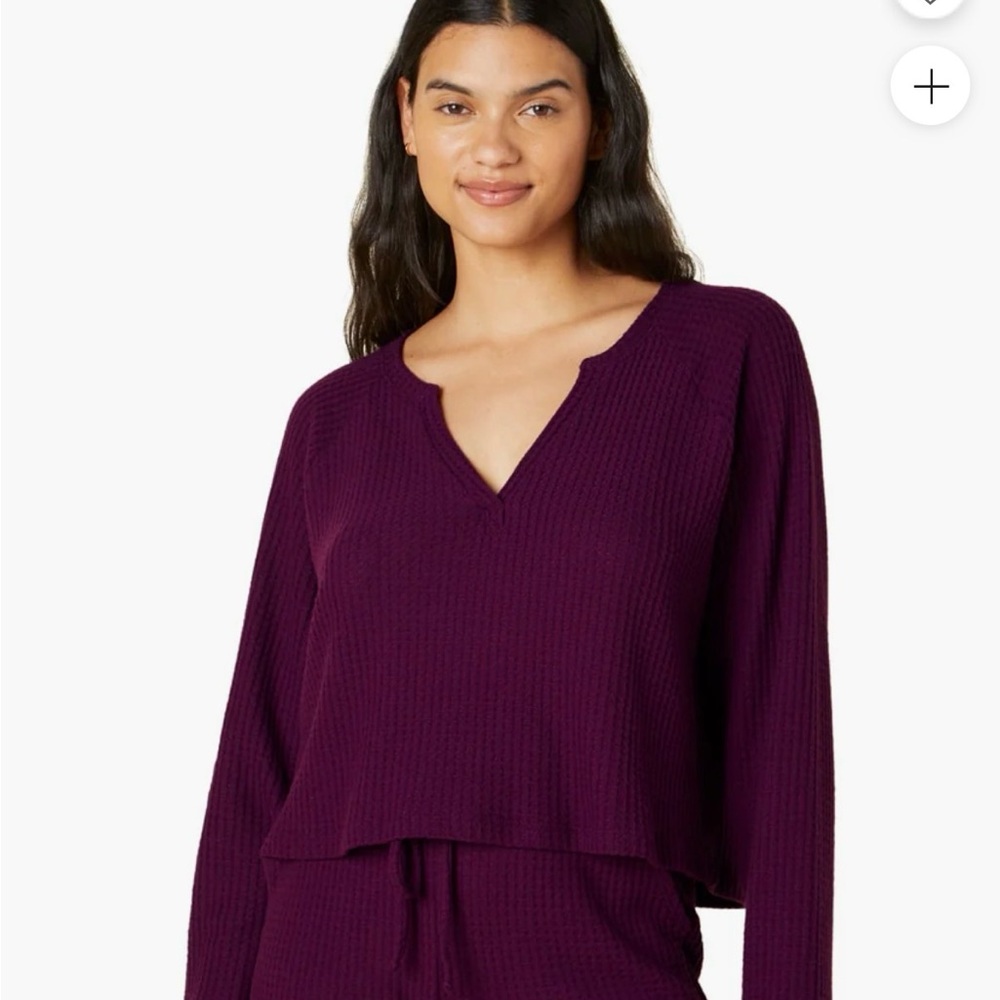 Beyond Yoga Free Style Waffle Pullover in Aubergine Purple- Size XS